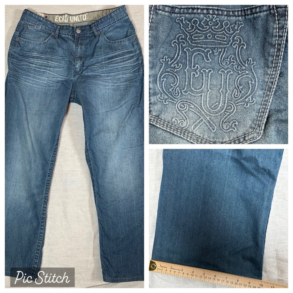 Ecko Unltd Men's Denim‎ Jeans Hip Hop Skater Baggy Y2K Size 36